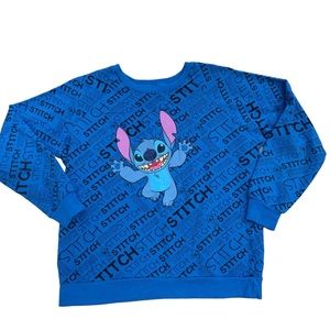 Disney Blue Stitch Graphic Sweatshirt Women Large